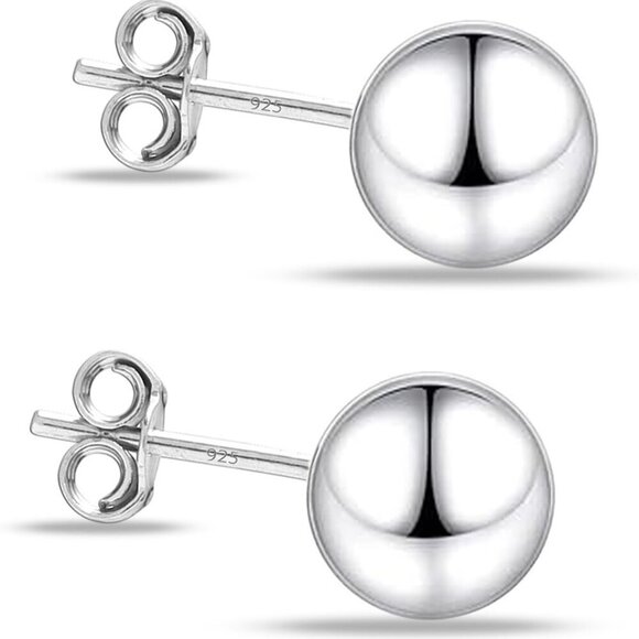 Sterling Silver Stud Earrings 10mm Classic Hammered Lightweight Jewelry for Wome